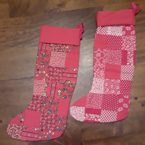 2 Handmade Patchwork Christmas Stockings (NWOT) - Picture 1 of 3